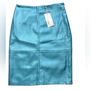 NWT Esqualo Metallic Teal Pencil Skirt